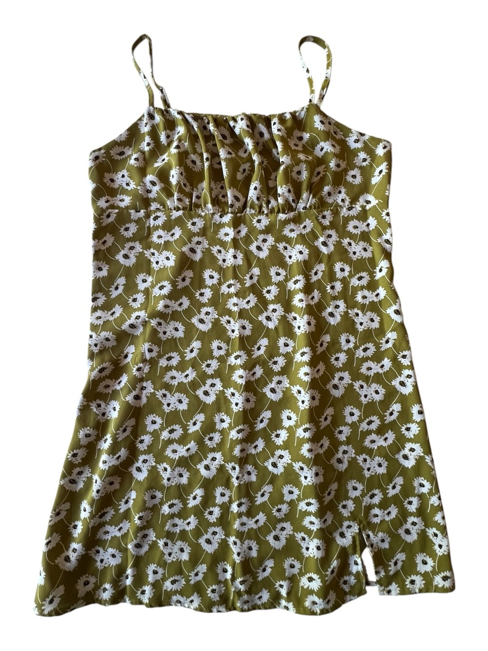 Olive Green Daisy Floral Sundress Size XL Cottagecore